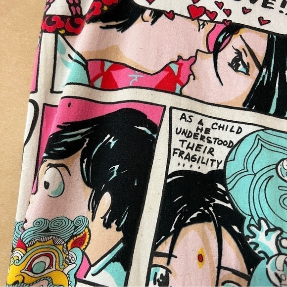 Moschino | Vintage 90s Comic Anime Manga Print Pants Trousers Size 8 - Picture 8 of 16